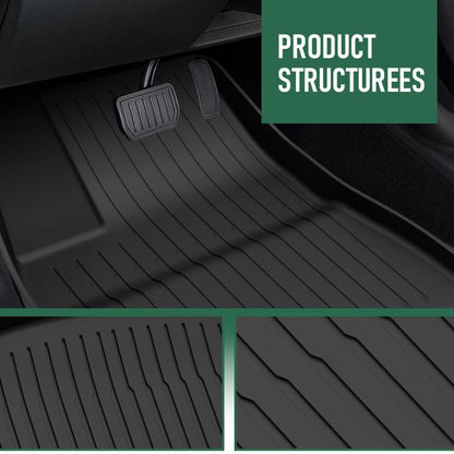 Solid Spare TPE Floor Mats Liners Fit For 2024-2025 Tesla Model 3 Highland All-Weather