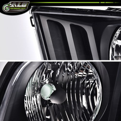 Solid Spare Headlights For 2005 2006 2007 2008 2009 Ford Mustang Black Housing CLear Lens