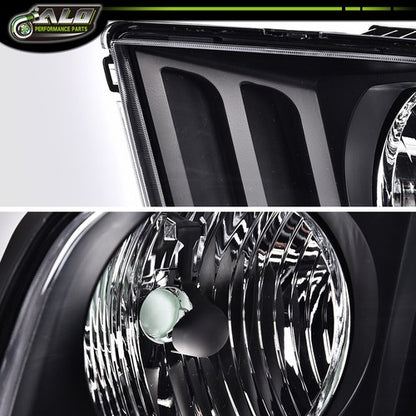Solid Spare Headlights For 2005 2006 2007 2008 2009 Ford Mustang Black Housing CLear Lens