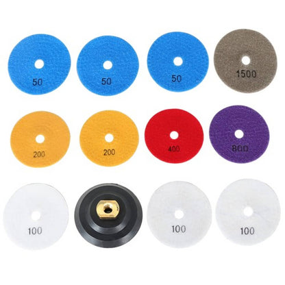 Solid Spare Diamond Polishing Pads Wet Dry 4 Inch Set Kit For Granite Concrete Marble 12PCS