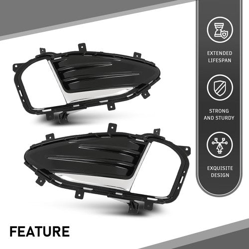 Solid Spare Fit For 2019-2024 Ford Edge Front Bumper Fog Light Bezel Lamp Trim Left+Right