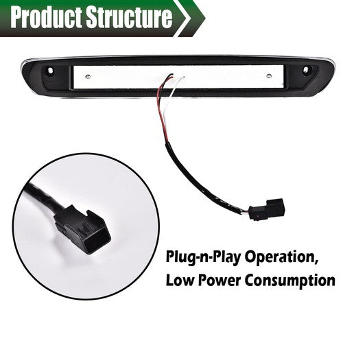 Solid Spare Fit For 2007-2014 Silverado Sierra Smoke/Chrome LED Third Brake Light Cargo Lamp