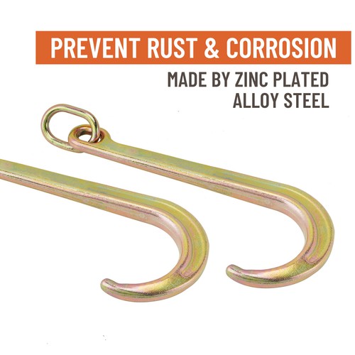 (2)15" Inch J Hook with Chain Link Tow Axle Strap Wrecker Clevis WLL G70 5400LBS