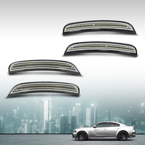 Solid Spare Fit For 2015-2022 Dodge Charger LED Side Marker Lights Front+Rear Fender Lamps
