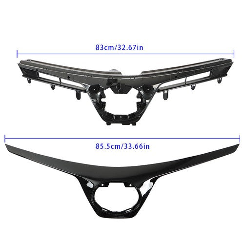 Solid Spare Painted Front Upper Grille Plastic Black NEW For Toyota Corolla SE XSE 2017-2019