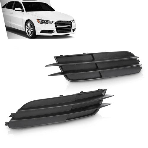 Solid Spare Fit For 12-15 Audi A6/A6 Quattro Front Bumper Insert Fog Light Cover Left+Right