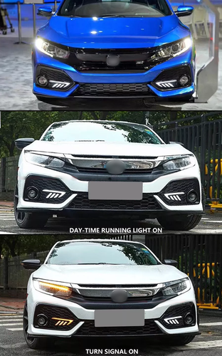 L+R Fog Lights For 2016-2021 Honda Civic Hatchback DRL LED Daytime Running Lamps