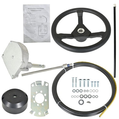 Solid Spare 13Ft Boat Rotary Steering System Outboard Kit SS13713 Marine With Wheel
