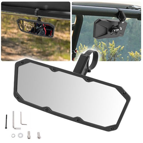 Solid Spare UTV Center Rear View Mirror For Polaris RZR Adjustable 1.5"-2" Roll Cage Bar