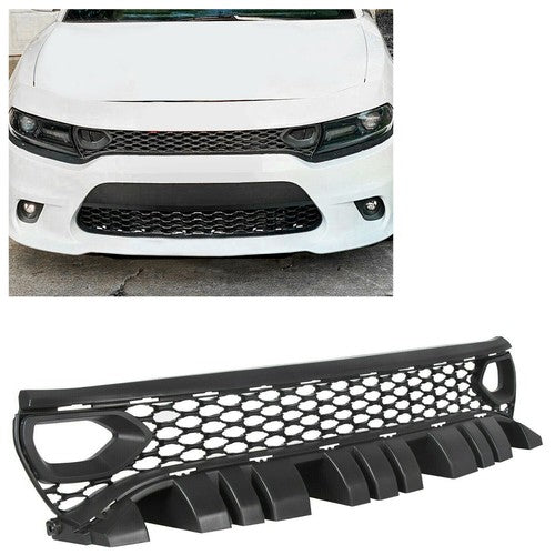Solid Spare Front Upper Grille Grill With 2 Side Bezels FOR 2015-2023 Dodge Charger SRT GT