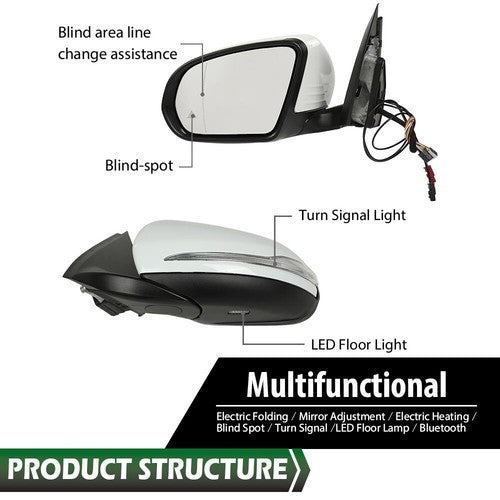Solid Spare Left Side Mirror Blind Spot Fit For 16-21 Mercedes Benz X253 Class GLC300/350