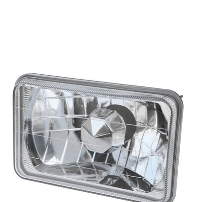 4x6" Inch Clear Glass Lens Diamond Cut Chrome Crystal Semi Sealed Beam Headlight
