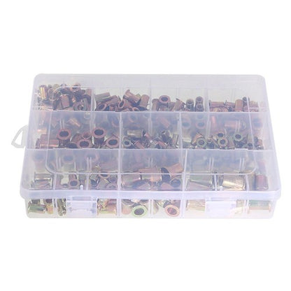 Solid Spare Zinc Steel Rivet Nut Kit 300 Pack Rivnut Nutsert Assort 150pcs Metric+150pcs SAE