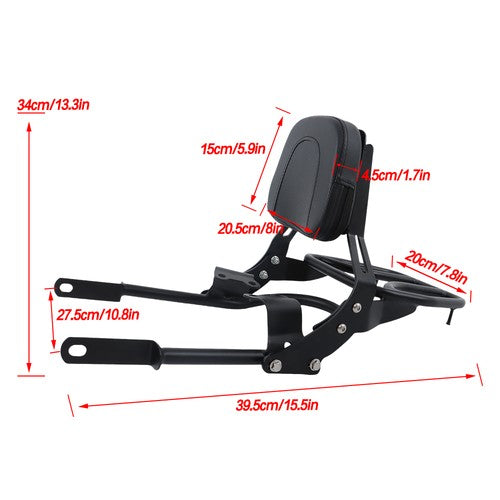 Solid Spare Backrest Sissy Bar w/ Luggage Rack For Bonneville T100 T120/Black 2016-24 US