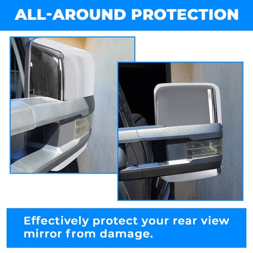 Solid Spare Pair Chrome Tow Mirror Cap Cover For 2014-2018 2019 Chevy Silverado GMC Sierra