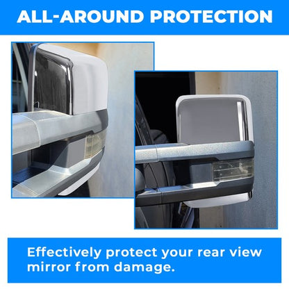 Solid Spare Pair Chrome Tow Mirror Cap Cover For 2014-2018 2019 Chevy Silverado GMC Sierra