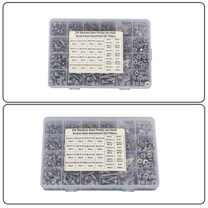 Solid Spare 700 Pack4-40#6-32#8-32#10-24 Stainless Steel Bolts and Nuts Kit With a Box