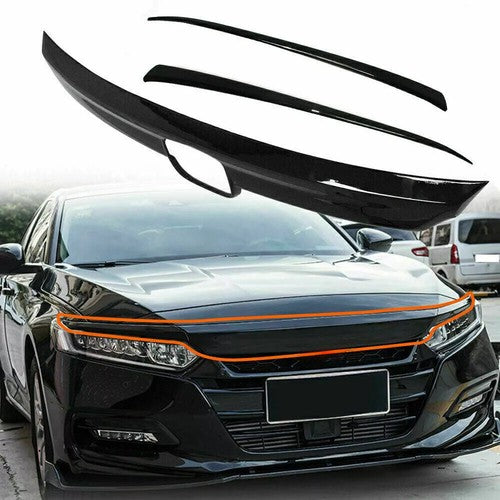 Solid Spare ABS Glossy Black Lip Front Grille Cover Moulding Trim For Honda Accord 2018-2020