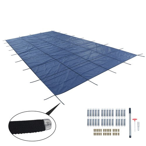 Solid Spare Inground Pool Safety Cover 20' × 40' Rectangle Safety Pool Covers Blue Mesh