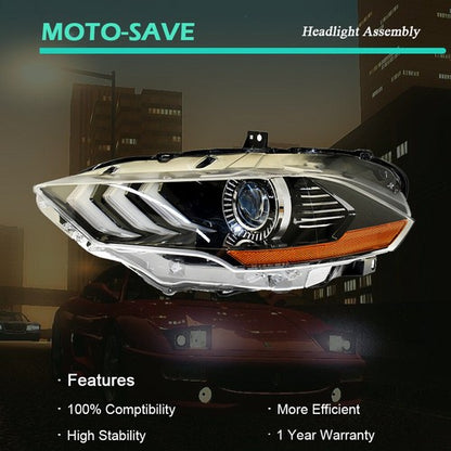 Solid Spare Front Headlights LED DRL Clear Lamp Driver Left Side For Ford Mustang 2018-2020