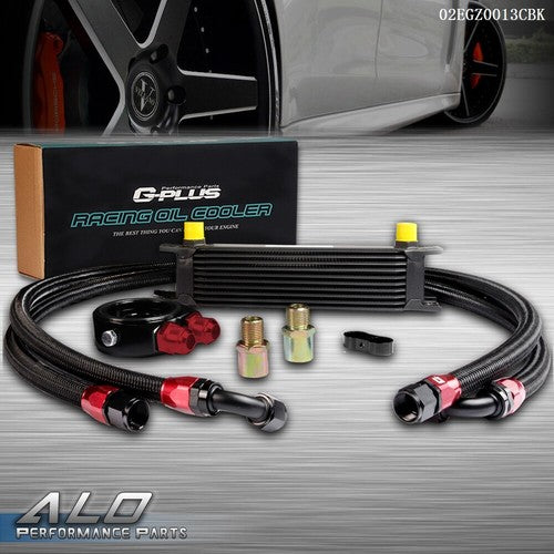 Solid Spare Universal 10 Row 10AN Aluminum Engine Oil Cooler Filter Adapter & Hose Kit