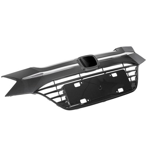 Solid Spare Front Upper Black Grille Grill W/Chrome Trim For Honda HR-V HRV 2016 2017 2018