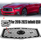 For 2018-2023 Infiniti Q50 Chrome Bezel Front Bumper Black Grille W/sensor holes