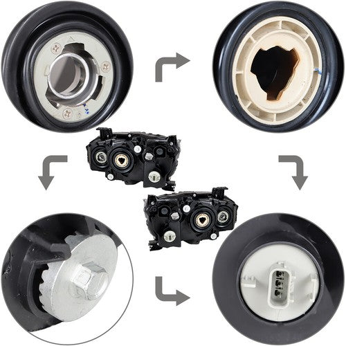 Solid Spare Black Front Headlight Assembly Clear Lens LH+RH Pair For Honda Civic 2016-2021