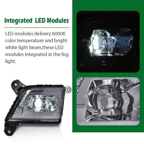 Solid Spare Pair Smoke Lens LED DRL Fog Lights Fit For 2019-2021 2022 Chevy Silverado 1500