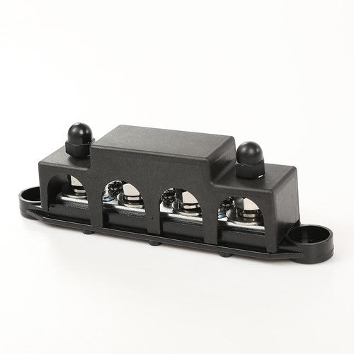 Solid Spare Black 12V 250A 4 Post Busbar Bus Bar Power Distribution Block With Cover 5/16"