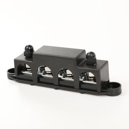 Solid Spare Black 12V 250A 4 Post Busbar Bus Bar Power Distribution Block With Cover 5/16"