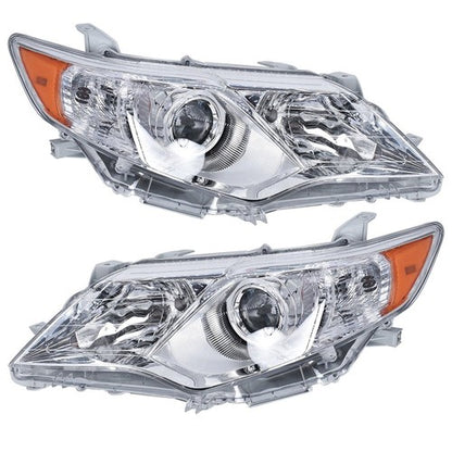 Solid Spare Front Headlights Assembly Fit For Toyota Camry 2012-2014 LH + RH Pair Clear Lens