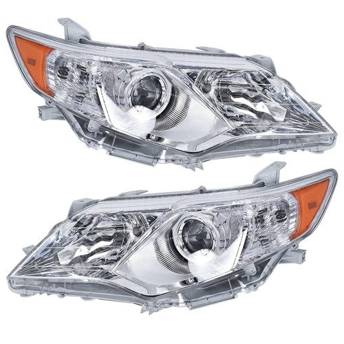 Solid Spare Front Headlights Assembly Fit For Toyota Camry 2012-2014 LH + RH Pair Clear Lens