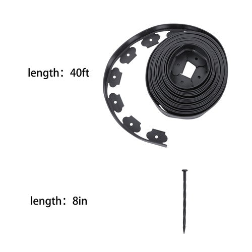 Solid Spare Lawn Border L-shaped Lawn Garden Edging Kit 40FT With 40Pcs Anchoring Spikes