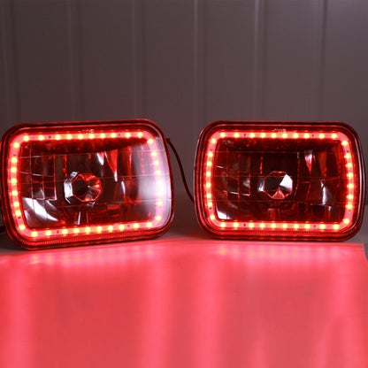 7X6" 5x7 7 Colors Change RGB LED Halo Headlights Lamps Driver & Passenger Side