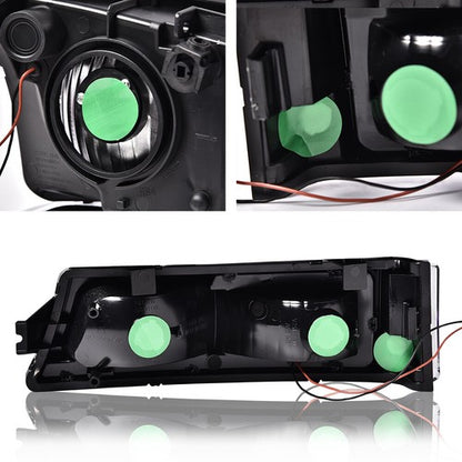 Solid Spare LED DRL Smoked Lens Black Housing Headlights Fit For 2003-2007 Chevy Silverado