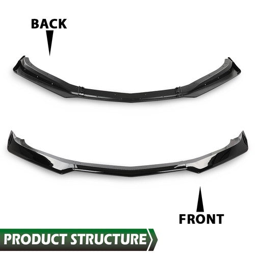 Solid Spare Fit For 16-2021 Chevrolet Camaro 1LE Style Front Bumper Lip Splitter Gloss Black