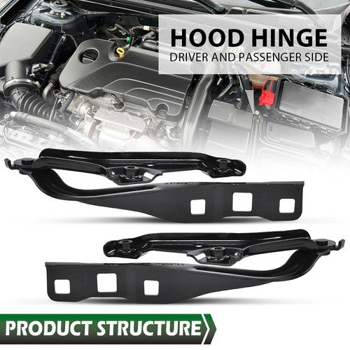 Solid Spare Fit For 2016-2022 Chevrolet Malibu Driver+Passenger Side Hood Hinge Set of 2
