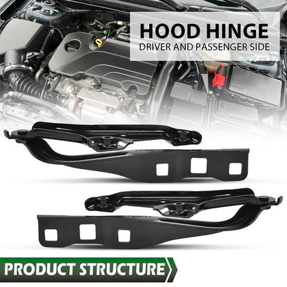 Solid Spare Fit For 2016-2022 Chevrolet Malibu Driver+Passenger Side Hood Hinge Set of 2