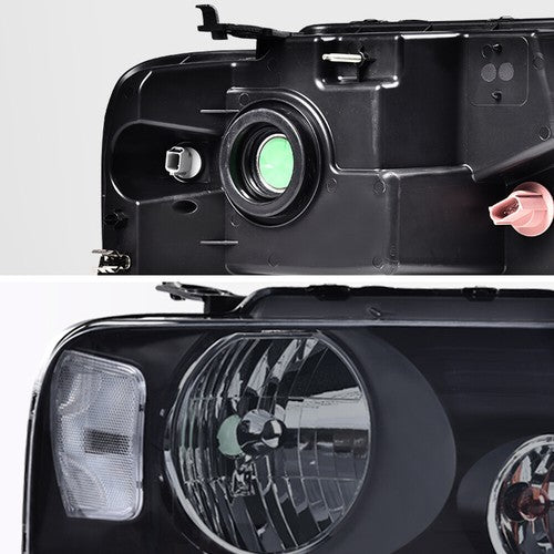 Solid Spare For 04-08 Ford F150 Pickup Smoked Housing Headlight Clear Side Corner Lamps Pair
