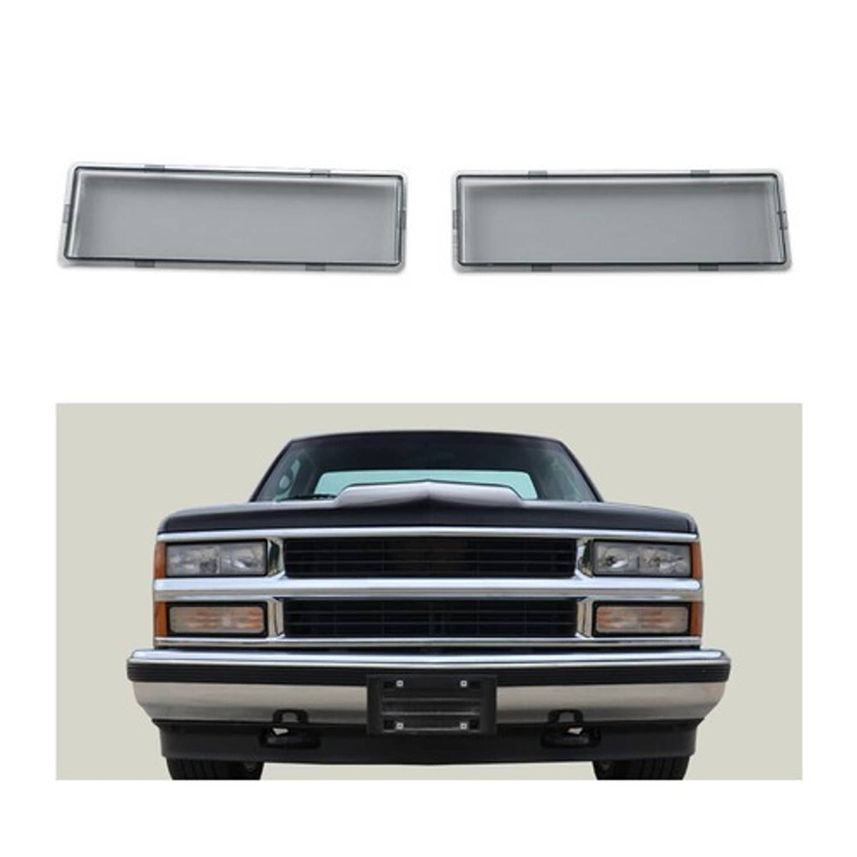 Solid Spare Fit For 94-98 GMC C/K Sierra Suburban Headlight Replacement Lens Smoke