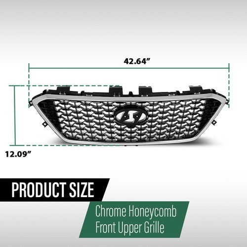 Solid Spare Fit For 2015-2017 Hyundai Sonata Front Bumper Upper Grille Grill W/O Radar Hole