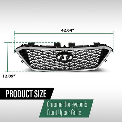 Solid Spare Fit For 2015-2017 Hyundai Sonata Front Bumper Upper Grille Grill W/O Radar Hole