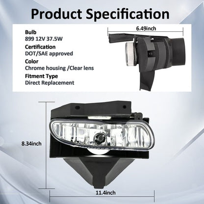 Pair Front Bumper Driving Fog Light Lamp W/Bulbs For 1999-2004 Ford Mustang GT