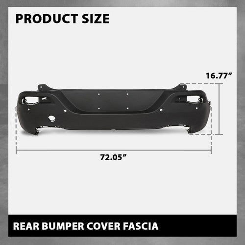 Solid Spare Fit For 2014 2015 2016 2017 2018 Jeep Cherokee Rear Bumper Cover w/Park Assist