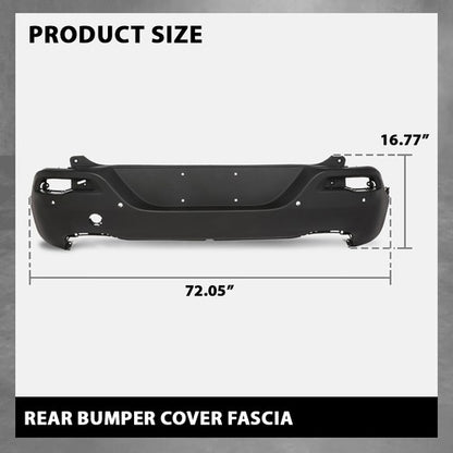 Solid Spare Fit For 2014 2015 2016 2017 2018 Jeep Cherokee Rear Bumper Cover w/Park Assist
