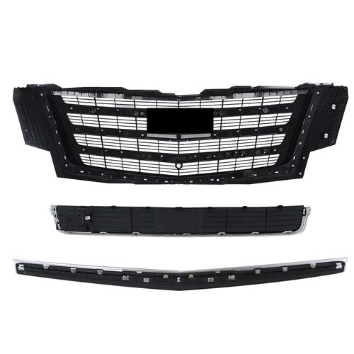 Solid Spare Upper Grille With Hood Molding And Lower Face Bar For Cadillac Escalade 15-20