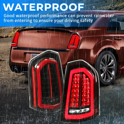 Solid Spare Full LED Taillights with LED Reverse / Signal Black For 2011-2014 Chrysler 300