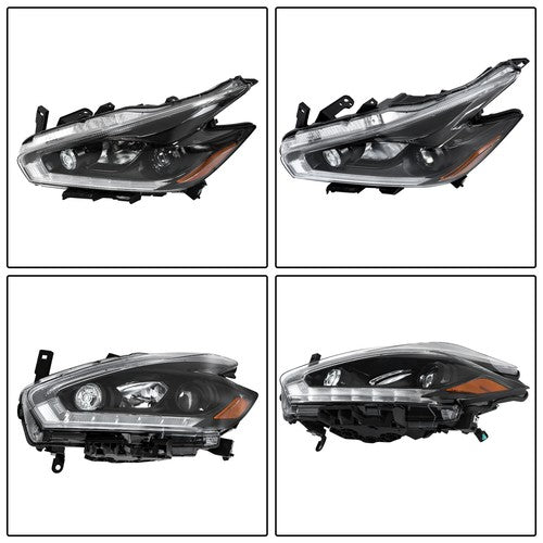 Solid Spare For 2018 Nissan Murano LH+RH Headlights Headlamps Clear Lens Halogen w/ LED DRL