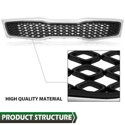 Solid Spare Fit For 2011-2013 Kia Optima Front Bumper Lower Grille Grill w/ Chrome Trim